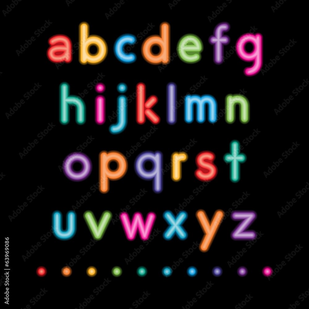 neon small alphabets