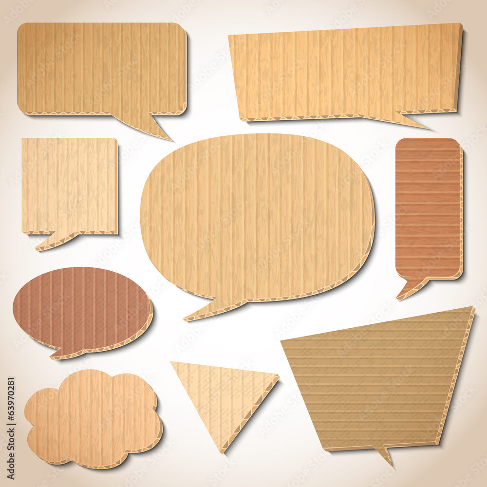 Cardboard speech bubbles set Cardboard speech bubbles set