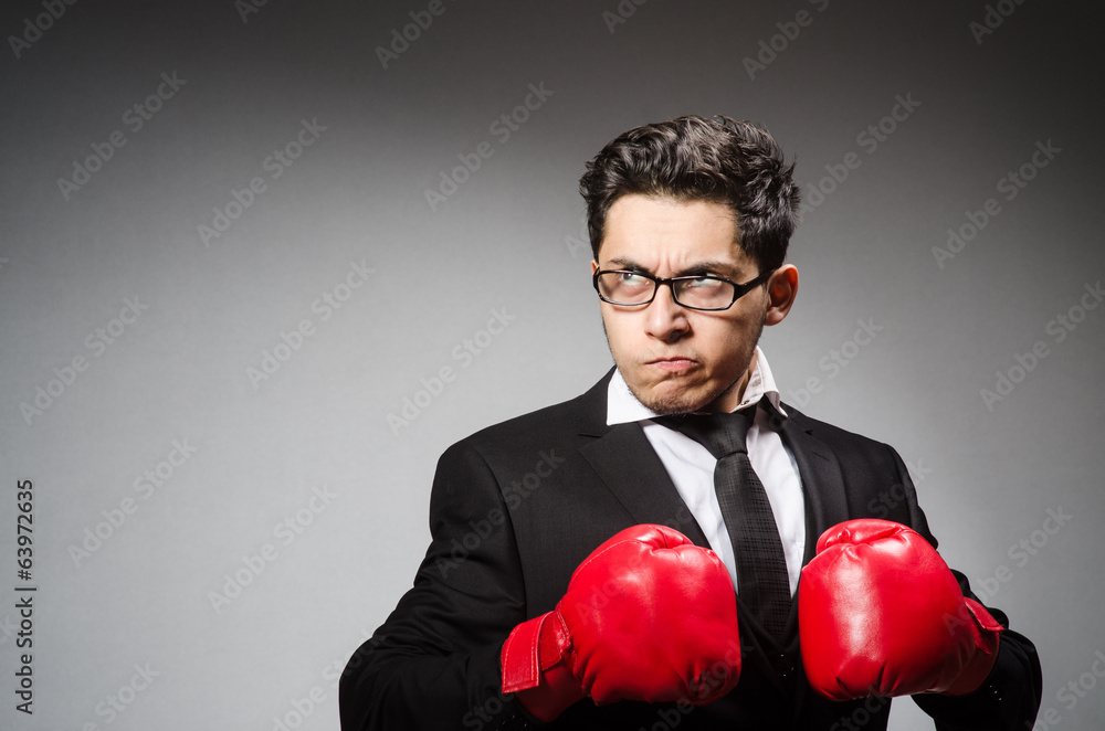 Funny boxer businessman in sport concept Funny boxer businessman in sport concept