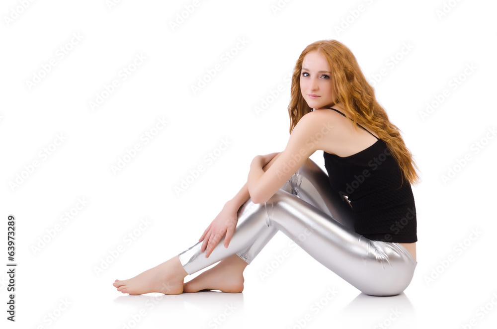 Young redhead girl in tight leggings Young redhead girl in tight leggings