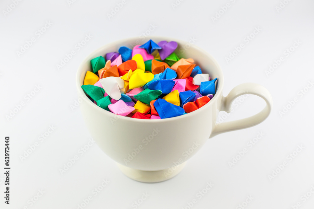origami heart in cup origami heart in cup