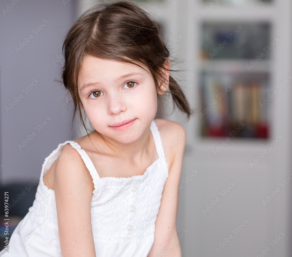 Portrait of smiling adorable preschooler girl at home Portrait of smiling adorable preschooler girl at home