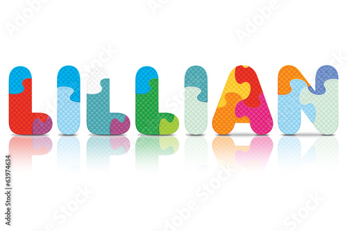 Vector LILLIAN written with alphabet puzzle
