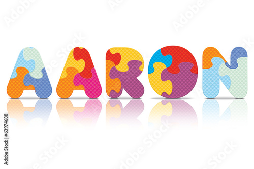 Vector AARON written with alphabet puzzle