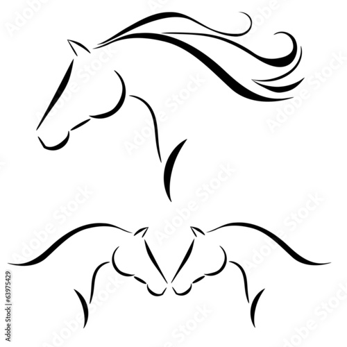 Horse head with flying mane vector #63975429