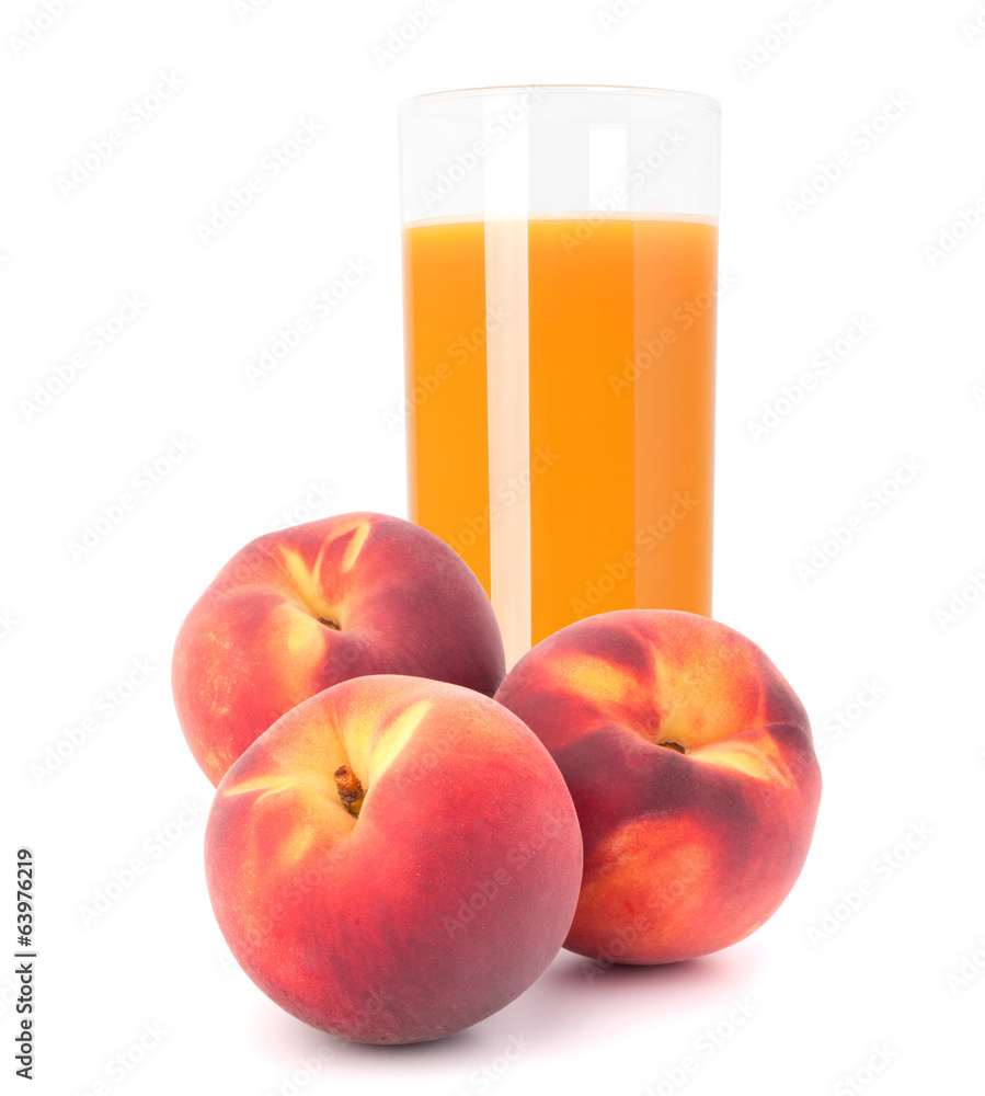 Peach fruit juice in glass