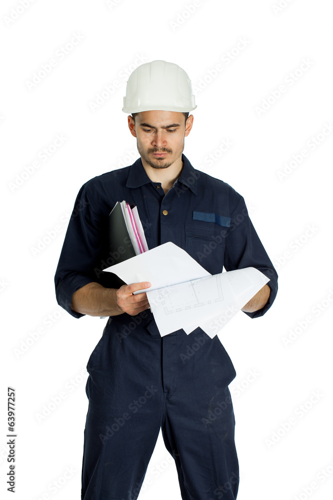 foreman with drill isolated on white background foreman with drill isolated on white background