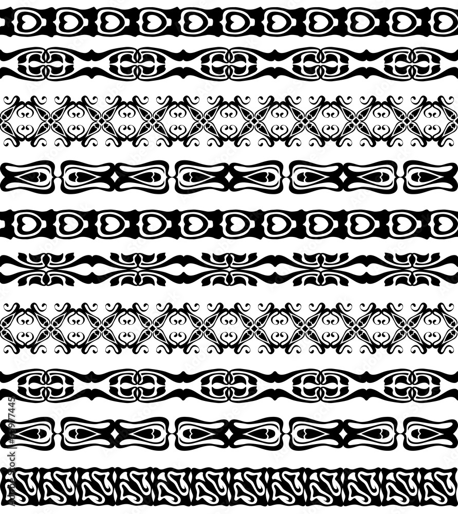 Set of seamless lase trims border pattern