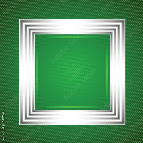white frame on a green background.