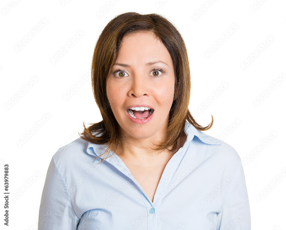 Happy surprise. Woman in disbelief, unexpected life event