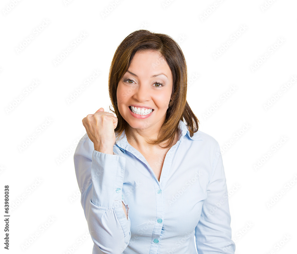 Winning. Happy business woman celebrating success Winning. Happy business woman celebrating success