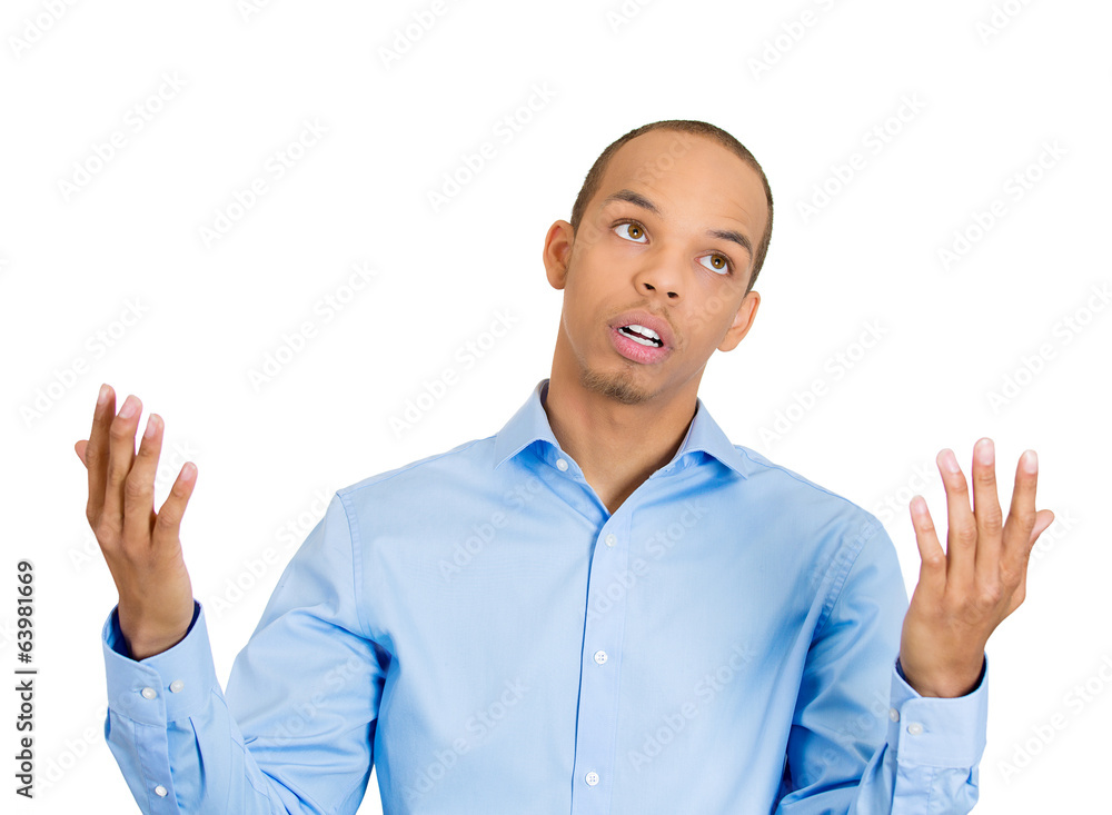 Oh geez, annoyed frustrated young man Oh geez, annoyed frustrated young man