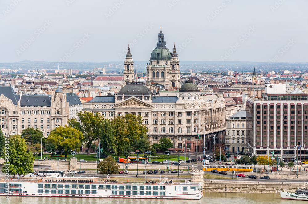 BUDAPEST, HUNGARY - SEP 30: Cityscape view at Danube River, St.