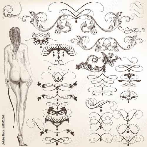Collection of vector decorative elements for design
