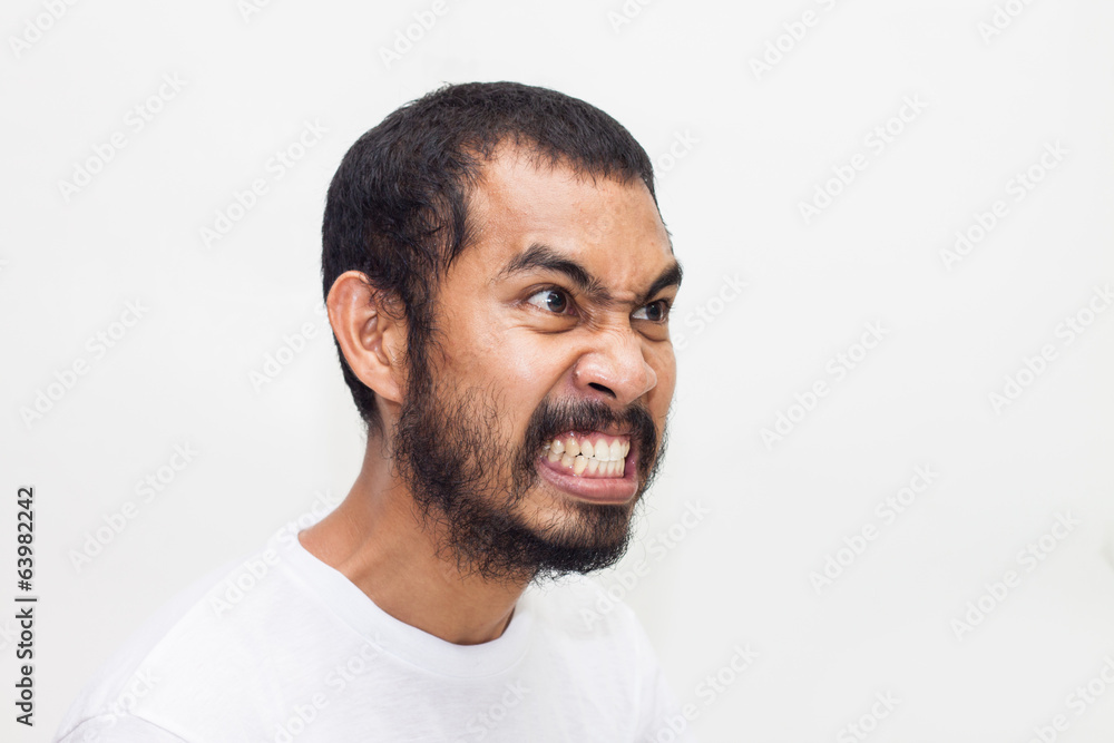 Obraz premium Angry asian man face