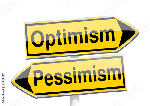 directional arrows with the words optimism and pessimism