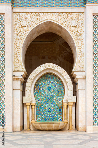 Detail of Hassan II Mosque in Casablanca, Morocco