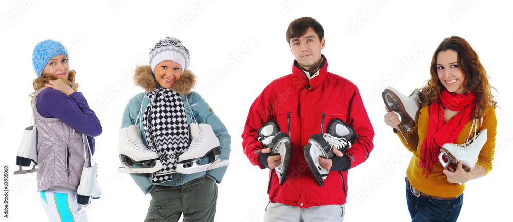 Young people with skates