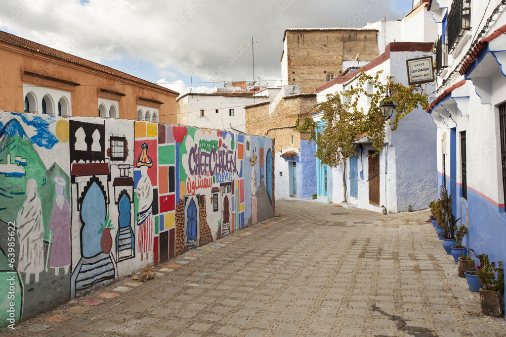 CHEFCHAOUEN, MOROCCO, NOVEMBER 20: street of the Blue city of Ch
