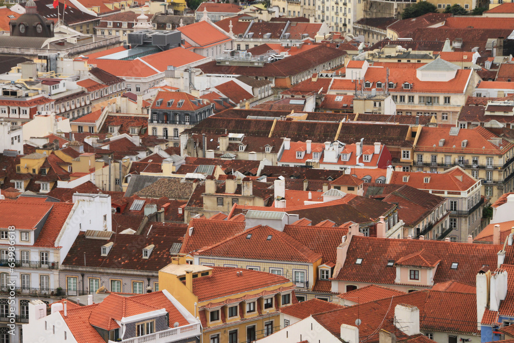 Panoramic downtown Lisbon (Portugal) from Sao Jorge Castle