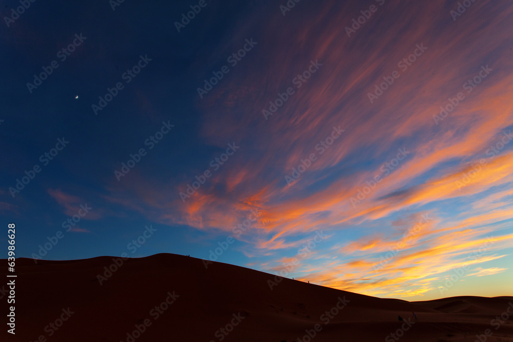 Spectacular sunset over the desert.