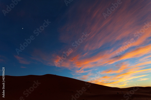 Spectacular sunset over the desert.