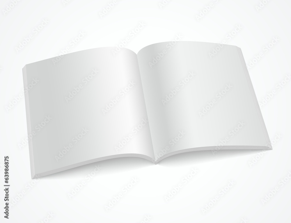 Open blank brochure or magazine on white background Open blank brochure or magazine on white background