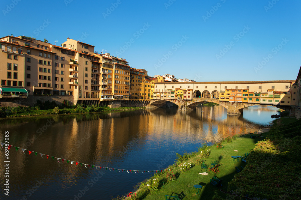 Florence, ITALY, SEPTEMBER 20: Ponte Vecchio over Arno River, Fl