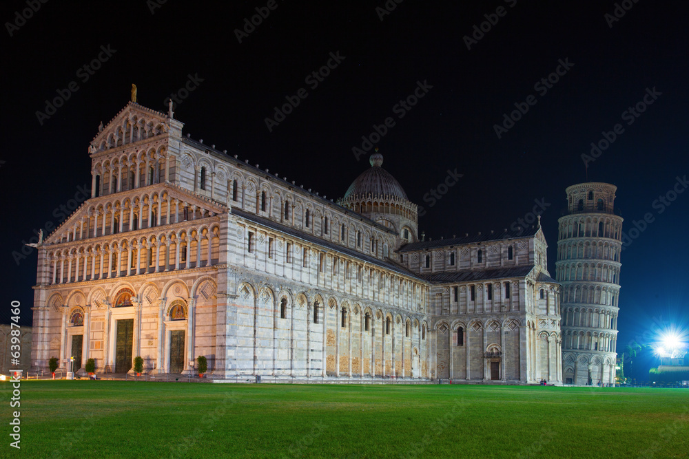Pisa with the leaning tower in the night