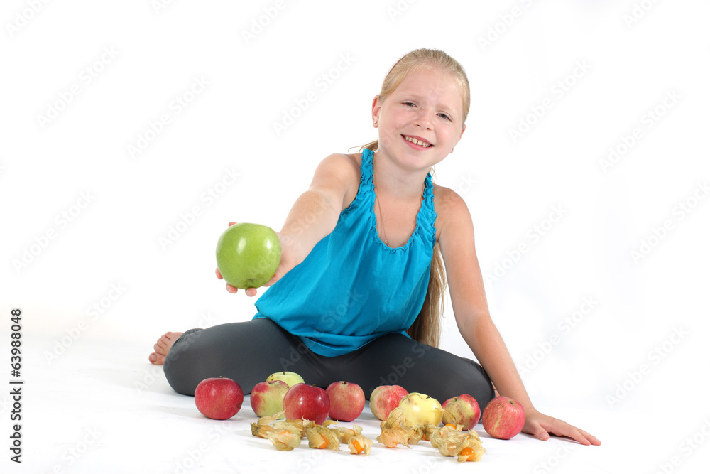 Fototapeta premium adorable little girl with apple