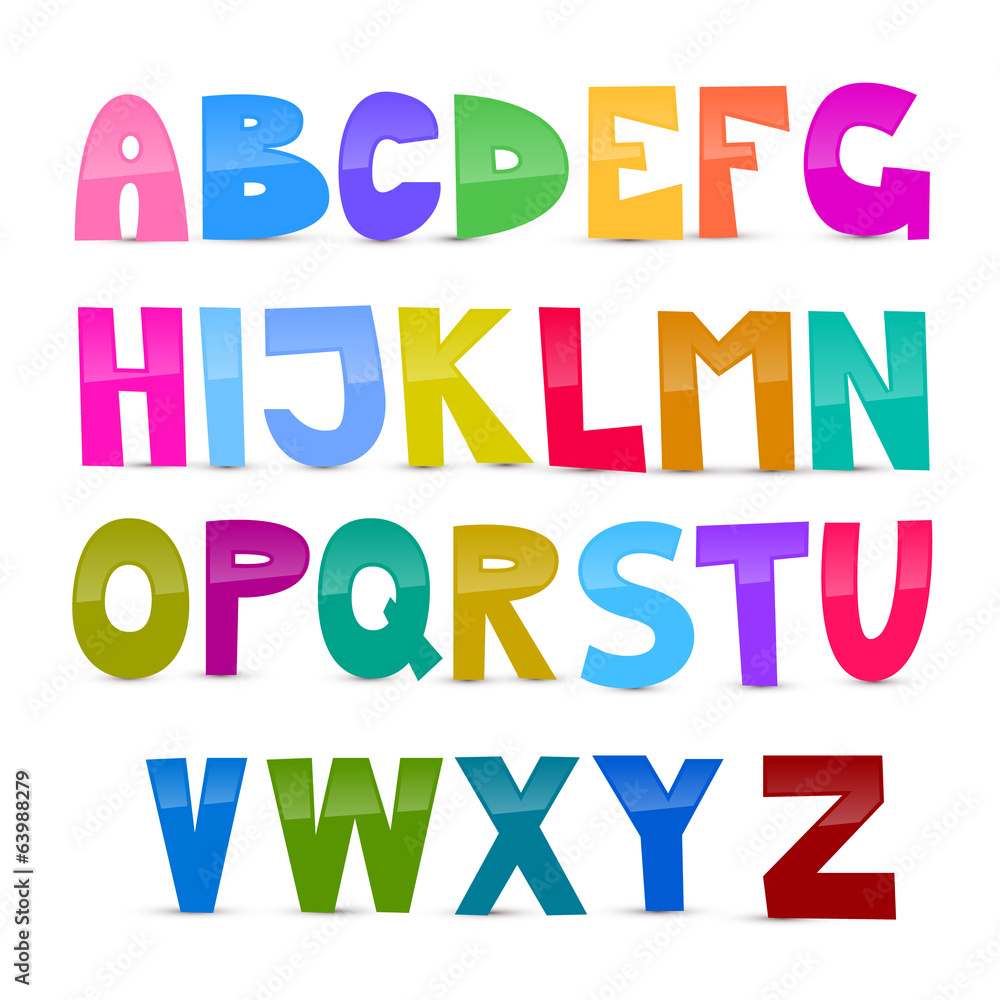 Colorful Funny Alphabet Set Isolated on White Background