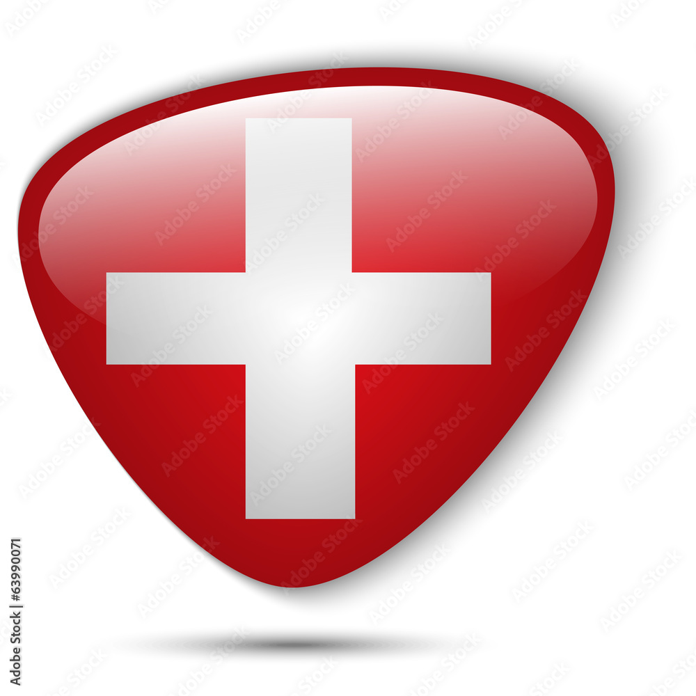 Switzerland Flag Glossy Button Switzerland Flag Glossy Button