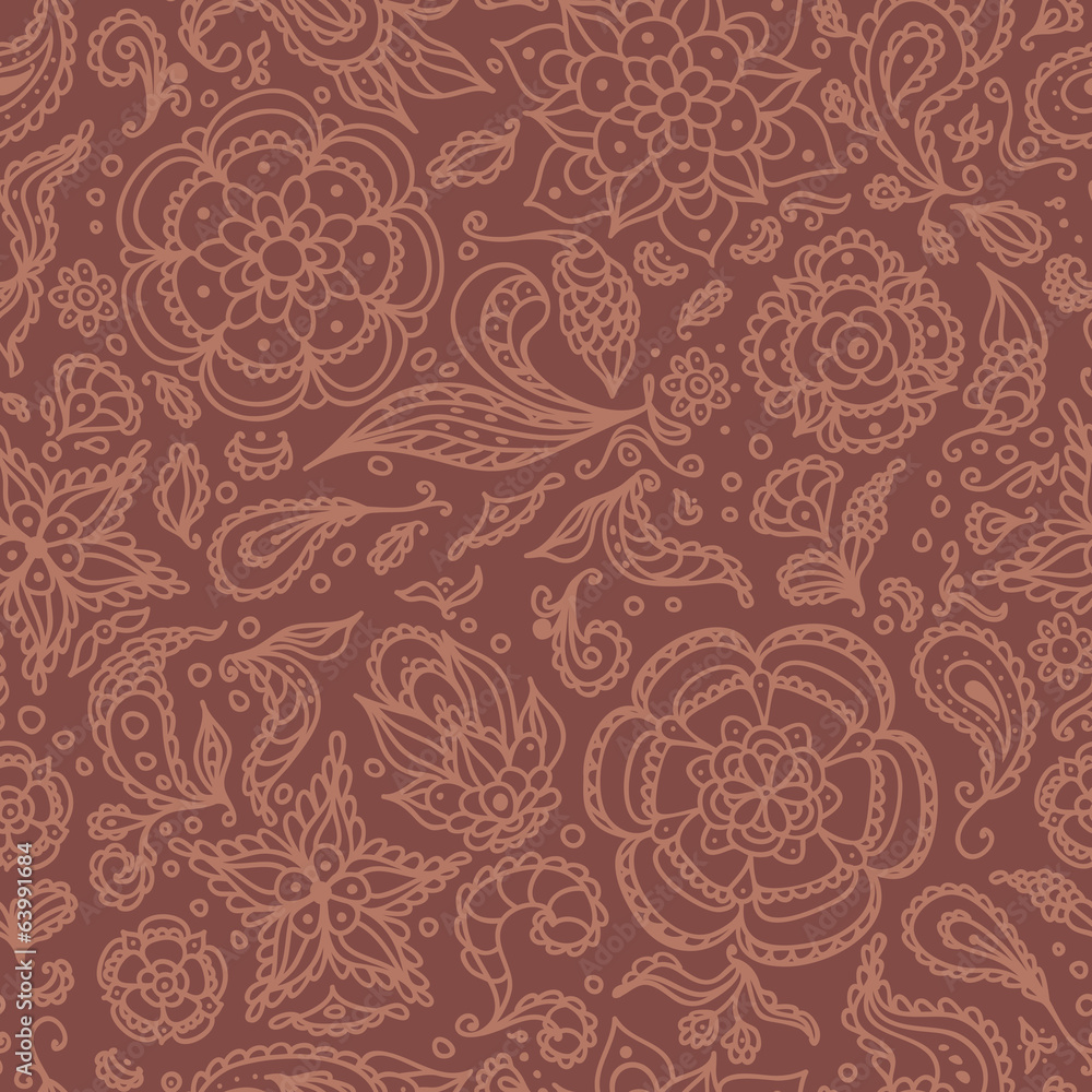 Fototapeta premium Seamless abstract floral pattern or brown background