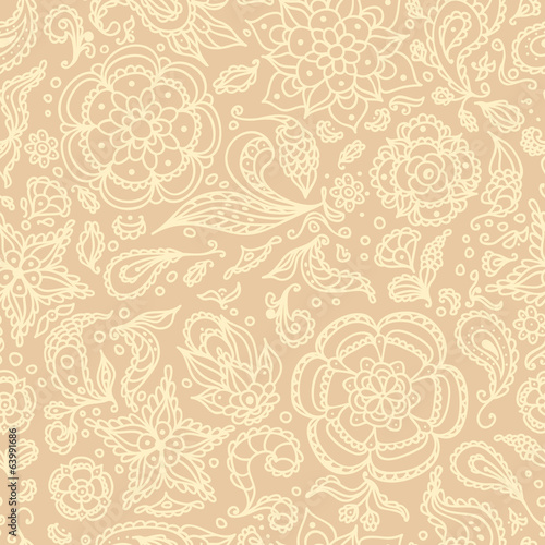 Seamless abstract floral pattern or beige background