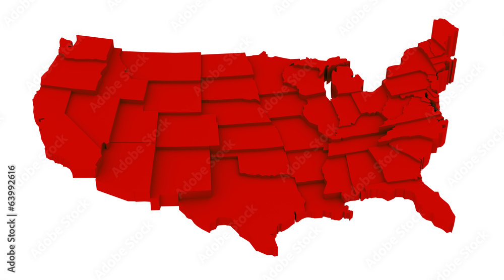 United States red map by states in various high levels. United States red map by states in various high levels.