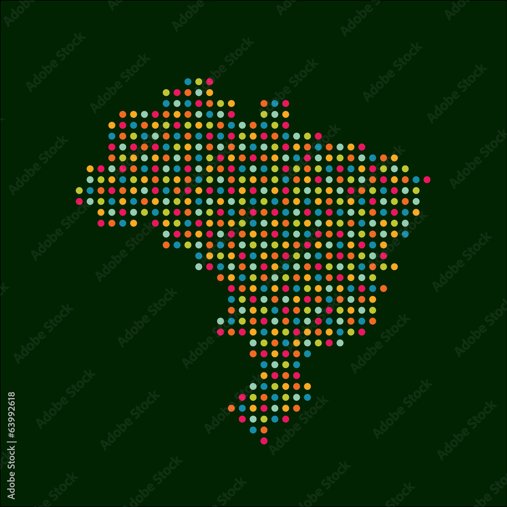 Brazil color dot map. Abstract style, modern business vector