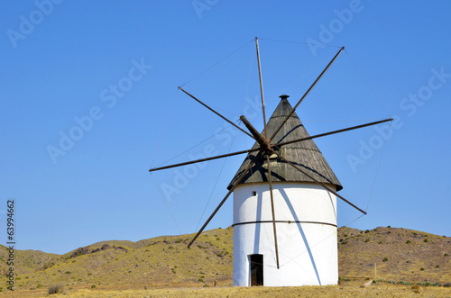 Windmill near San Jose, Almeria Province, Andalusia, Spain