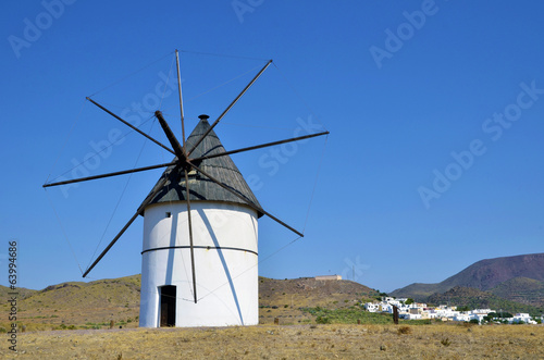 Windmill near San Jose, Almeria Province, Andalusia, Spain