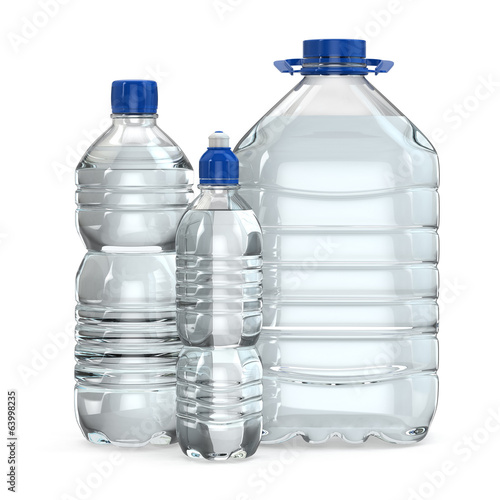 Fotografie Bottles of water various sizes