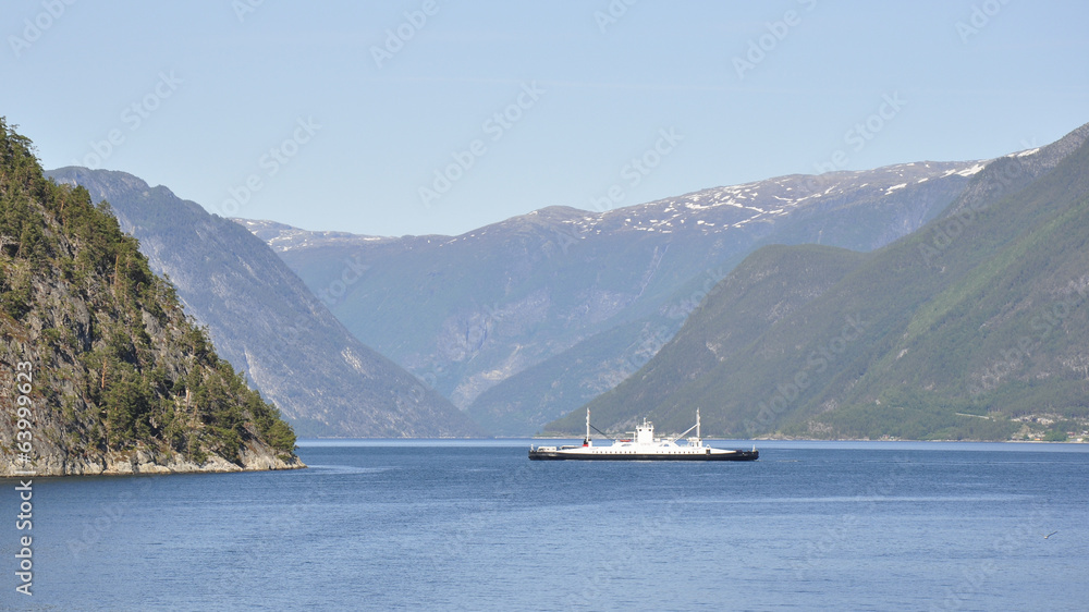 Fodnes, Mannheller, Fährverbindung, Laerdalsfjord, Norwegen Fodnes, Mannheller, Fährverbindung, Laerdalsfjord, Norwegen