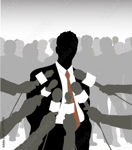 on the image the politician giving to interview is presented