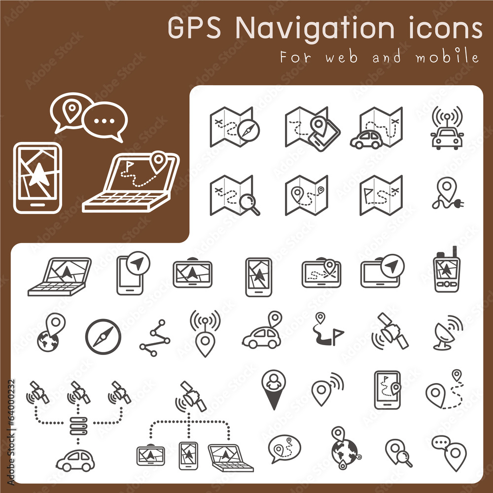 Set of icons for gps and navigation