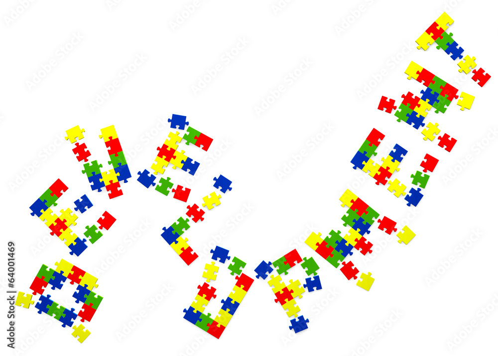3d development text assembled of puzzles 3d development text assembled of puzzles