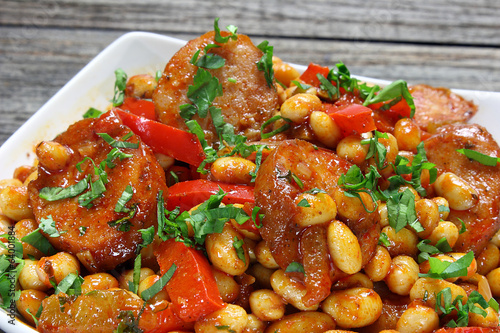 Soybeans with paprika and sausage