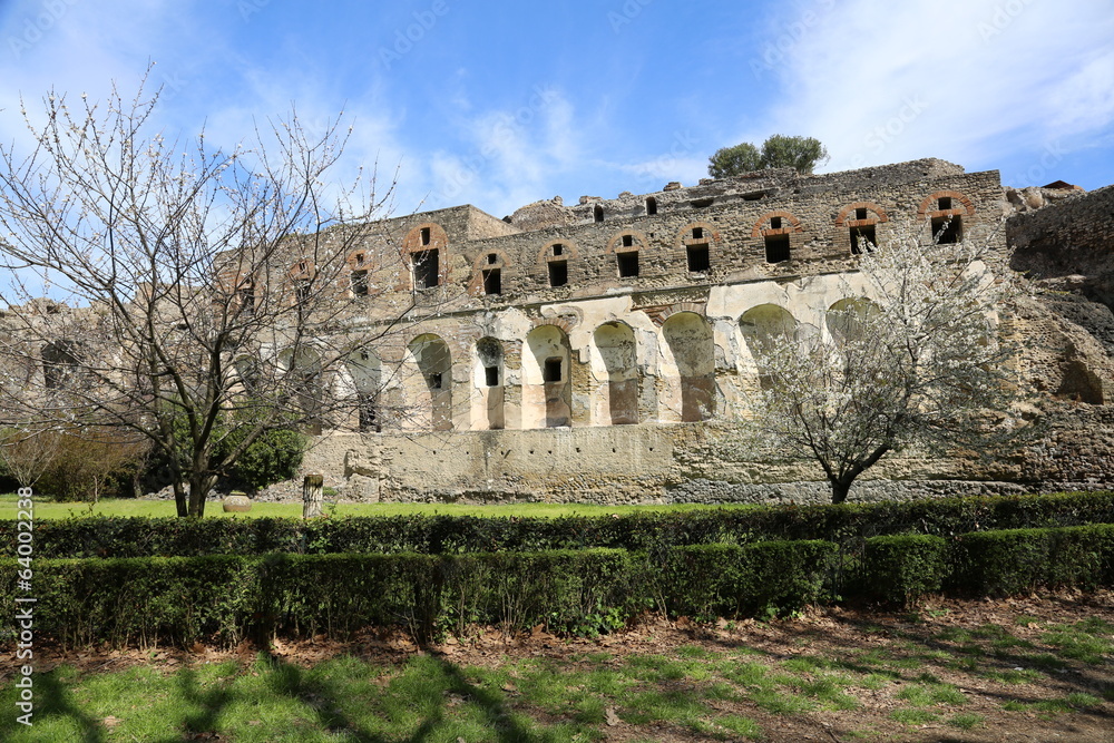 The ancient Roman city Pompei near Naples, buried under a layer 