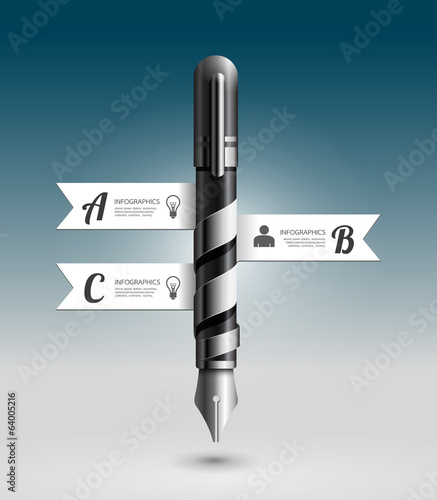 Ink Pen Infographic Design Minimal style template .