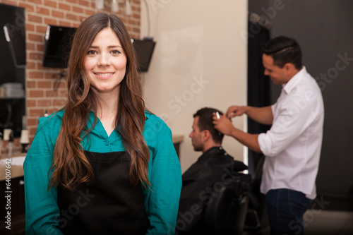 Female barber shop owner