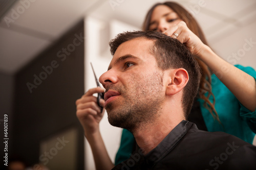 Visiting a barber shop