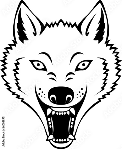 Angry wolf head tattoo