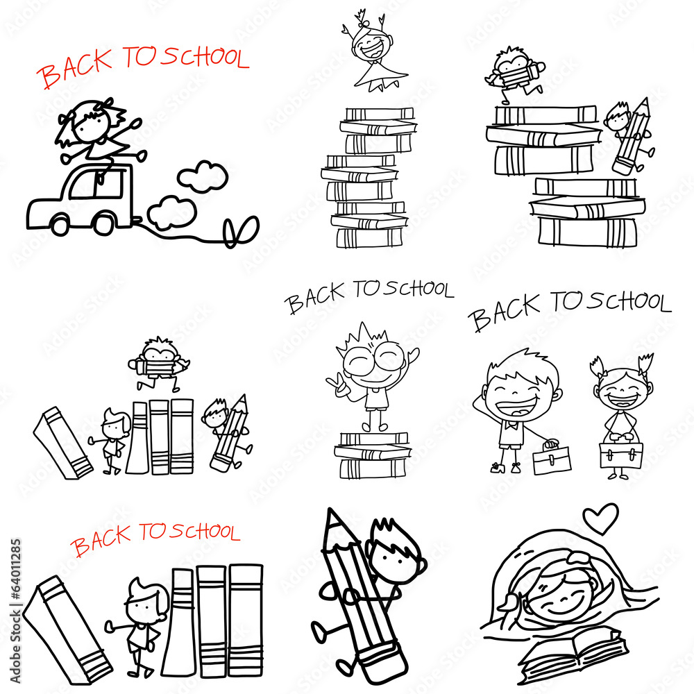 Naklejka premium cartoon back to school